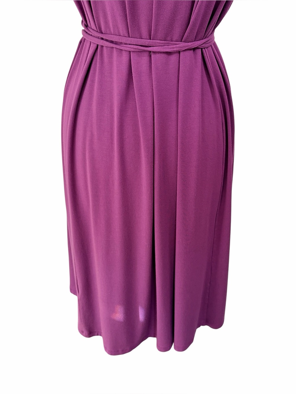 EILEEN FISHER Purple Boat Neck Midi Shift Dress Attached Tie Belt, XL - Picture 7 of 9